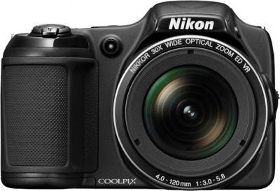 Компактный фотоаппарат Nikon Coolpix L820 Black - вид спереди