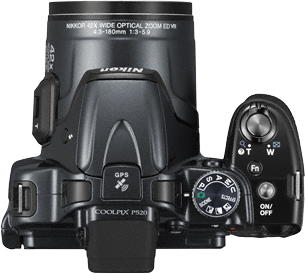 Компактный фотоаппарат Nikon Coolpix P520 Silver - вид сверху