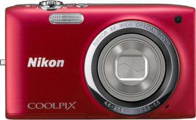 Компактный фотоаппарат Nikon Coolpix S2700 Red - вид спереди