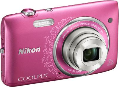Компактный фотоаппарат Nikon Coolpix S3500 Pink Patterned - общий вид