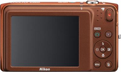 Компактный фотоаппарат Nikon Coolpix S3500 Orange - вид сзади