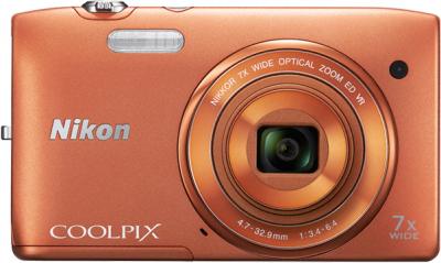 Компактный фотоаппарат Nikon Coolpix S3500 Orange - вид спереди