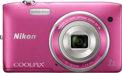 Компактный фотоаппарат Nikon Coolpix S3500 Pink - вид спереди