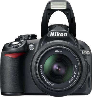 Зеркальный фотоаппарат Nikon D3100 Kit 18-55mm VR + 55-200mm VR - вид спереди