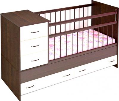 Детская кровать-трансформер Бэби Бум Маруся (Венге-Ваниль) - общий вид