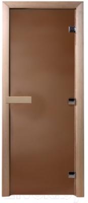 Стеклянная дверь для бани/сауны Doorwood 700x1900 (стекло бронзовое матовое, осина)