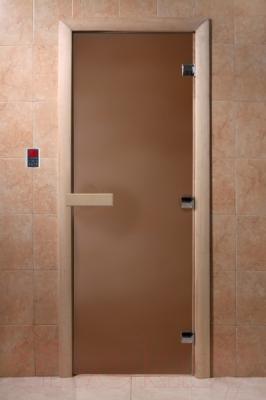 Стеклянная дверь для бани/сауны Doorwood 700x1900 (стекло бронзовое матовое, осина)