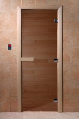 Стеклянная дверь для бани/сауны Doorwood Банька 700x1900 (стекло бронзовое, осина)
