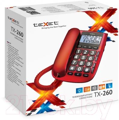 Проводной телефон Texet TX-260 (красный)