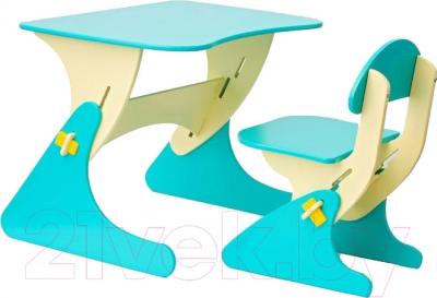 Комплект мебели с детским столом Столики Детям Буслик / Б-ББ (бежевый/бирюзовый)