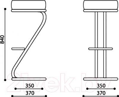 Табурет барный Nowy Styl Zeta Hoker Chrome (EV-16) - размеры