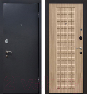 Входная дверь МеталЮр М22 Черный бархат/беленый дуб (86x206, правая)