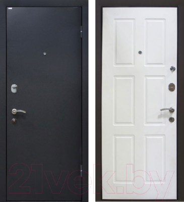 Входная дверь МеталЮр М21 Черный бархат/белый (86x205, правая)
