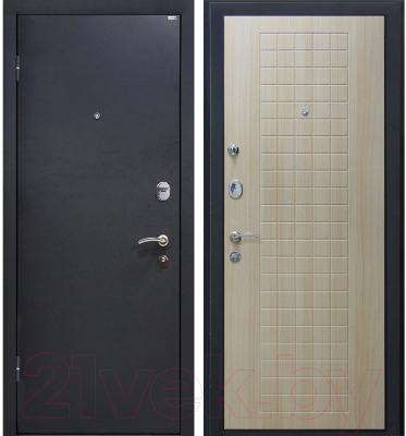 Входная дверь МеталЮр М22 Черный бархат/беленый дуб (86x206, левая)