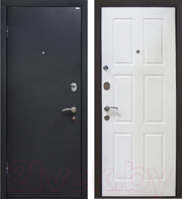 Входная дверь МеталЮр М21 Черный бархат/белый (86x205, левая)