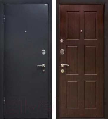 Входная дверь МеталЮр М21 Черный бархат/венге (86x205, левая)