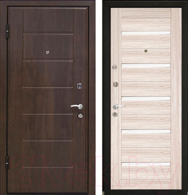 Входная дверь МеталЮр М7 Капучино мелинга/белое стекло (86x206, левая)