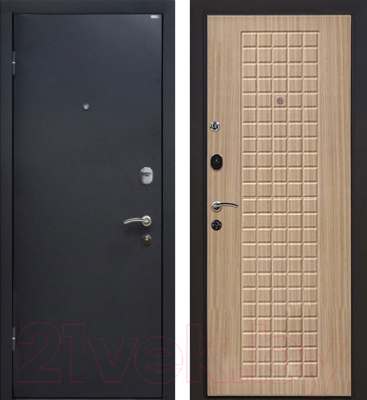 Входная дверь МеталЮр М22 Черный бархат/беленый дуб (96x206, левая)