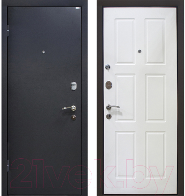 Входная дверь МеталЮр М21 Черный бархат/белый (96x205, левая)