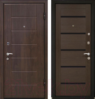 

Входная дверь МеталЮр, М7 Венге мелинга/черное стекло