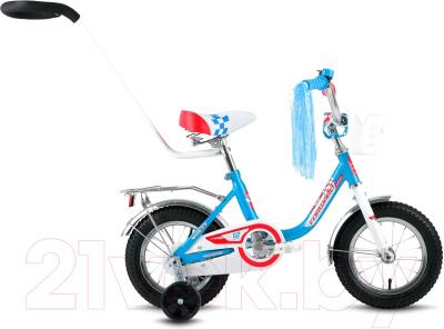 Детский велосипед с ручкой Forward Racing 12 Girl (белый/синий)