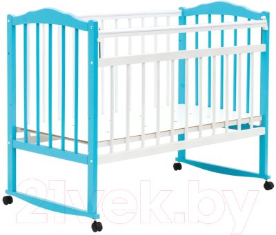 Детская кроватка Bambini М.01.10.09 (белый/голубой)