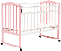 Детская кроватка Bambini М.01.10.09 (белый/розовый) - 