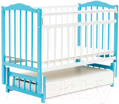 Детская кроватка Bambini М.01.10.10 (бело-голубой)