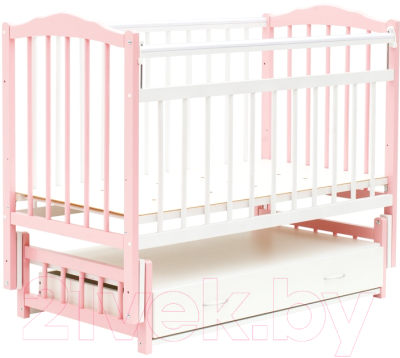 Детская кроватка Bambini М.01.10.10 (бело-розовый)