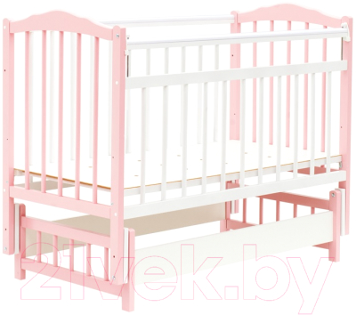 Детская кроватка Bambini М.01.10.11 (белый/розовый)