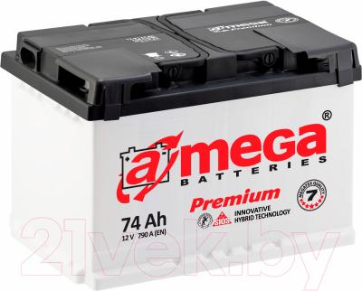 Автомобильный аккумулятор A-mega Premium 6СТ-74-А3 R (74 А/ч)