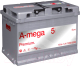 Автомобильный аккумулятор A-mega Premium 6СТ-75-А3 R low (75 А/ч) - 