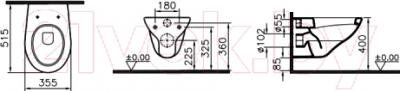 Унитаз подвесной с инсталляцией VitrA Arkitekt / 9005B003-7212 - схема