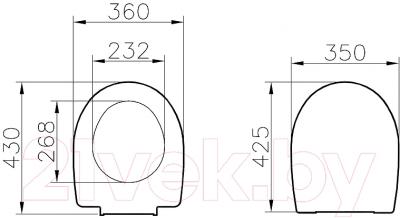 Унитаз подвесной с инсталляцией VitrA Arkitekt / 9005B003-7212 - схема