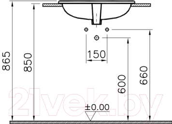 Умывальник VitrA S20 55x45 / 5465B003-0001 - схема