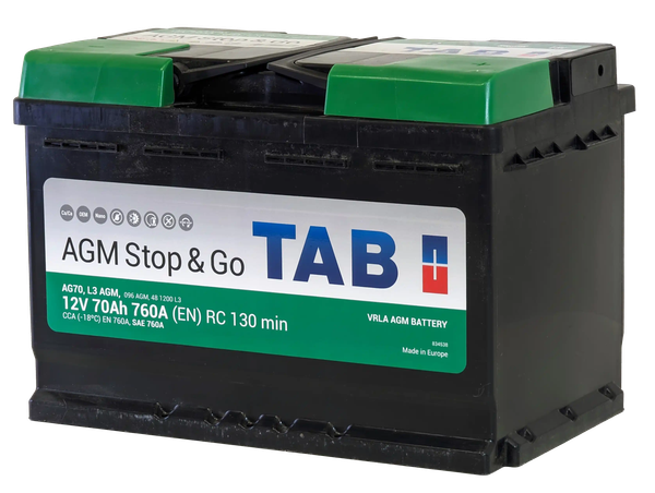 Автомобильный аккумулятор TAB Stop&Go AGM 213070 (70 А/ч)