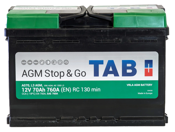 Автомобильный аккумулятор TAB Stop&Go AGM 213070 (70 А/ч)
