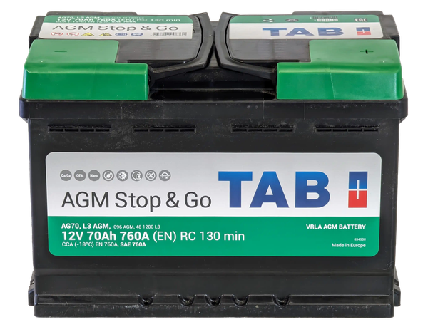 Автомобильный аккумулятор TAB Stop&Go AGM 213070 (70 А/ч)