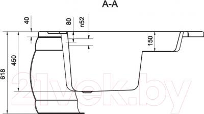 Ванна акриловая Cersanit Adria 140x105 R (с ножками) - схема