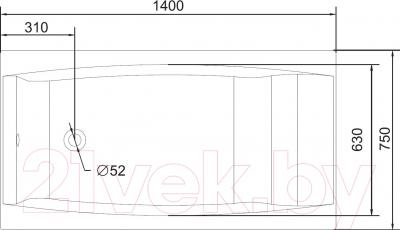 Ванна акриловая Cersanit Virgo 140x75 (с ножками) - схема 