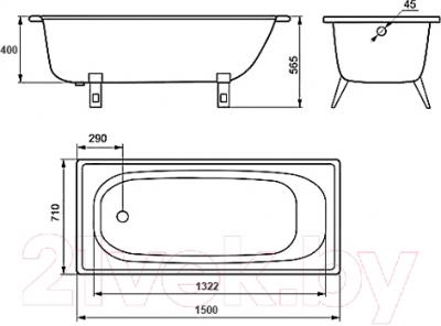 Ванна стальная Estap Classic 150x71 (зеленый) - схема