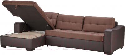 Диван угловой Ikea Лиарум/Ласеле 191.720.63 (коричневый/темно-коричневый) - козетка с отделением для хранения