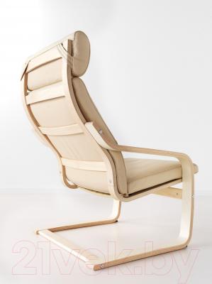 Кресло мягкое Ikea Поэнг 198.305.88 (березовый шпон/светло-бежевый)