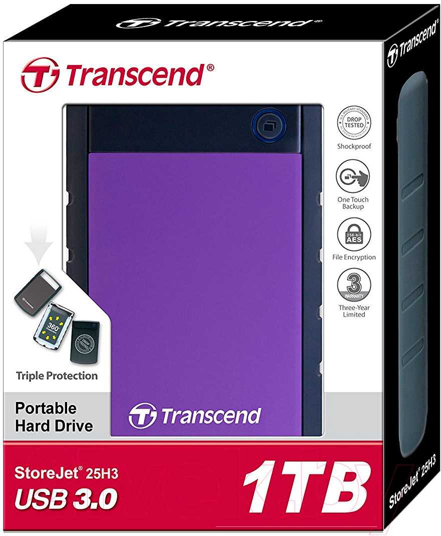 Внешний жесткий диск Transcend StoreJet 25H3P 1Tb (TS1TSJ25H3P)