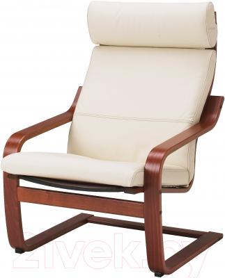 Кресло мягкое Ikea Поэнг 398.305.87 (коричневый/светло-бежевый)
