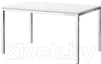 Обеденный стол Ikea Торсби 399.318.45 (белый глянцевый/хром)