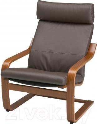 Кресло мягкое Ikea Поэнг 498.291.21 (коричневый/темно-коричневый)