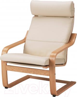Кресло мягкое Ikea Поэнг 798.305.85 (дубовый шпон/светло-бежевый)