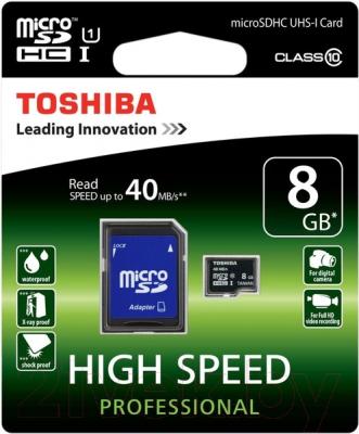 Карта памяти Toshiba microSD SDHC 8GB Class 10 + UHS-I / SD-C008UHS1