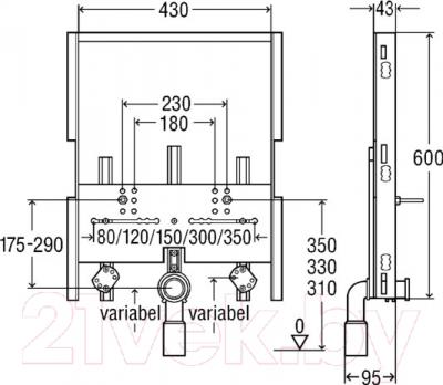 Инсталляция для биде Viega Steptec 656140 - схема